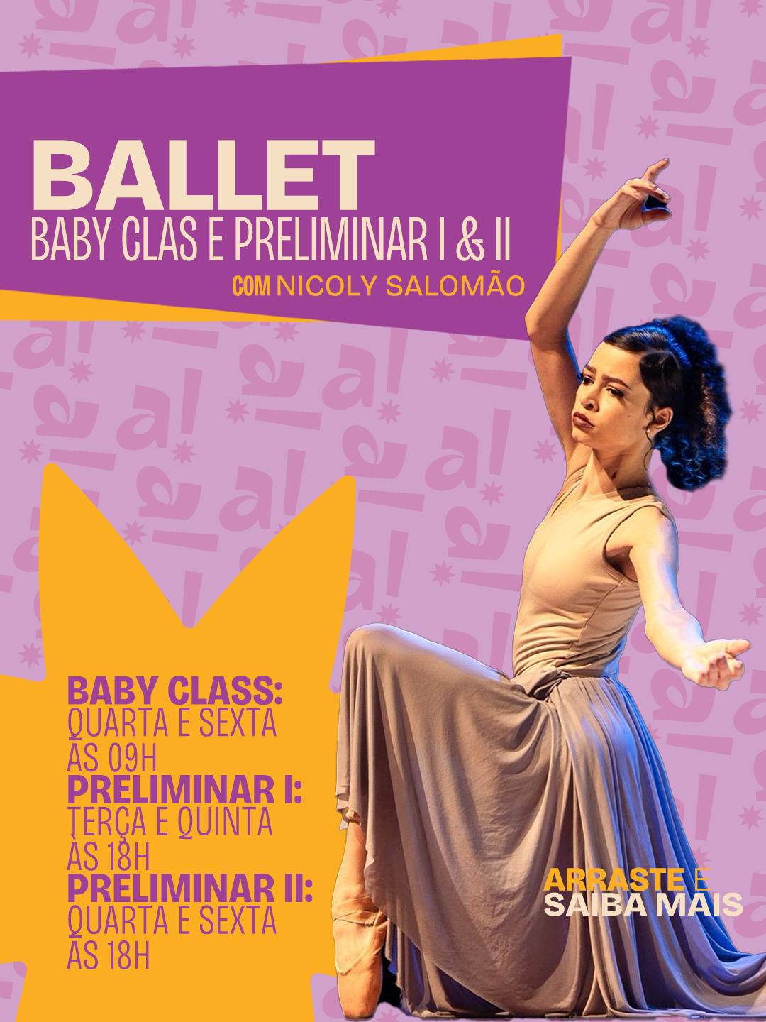 Arte da Attitude para as aulas de ballet baby class e preliminar